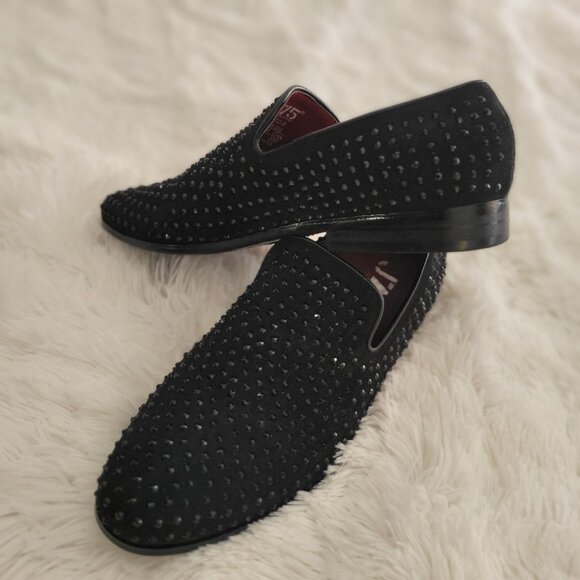 J75 Jump FALCO-B Dress Men's Black Studded Slip- On Loafers -US 6 - Picture 7 of 10